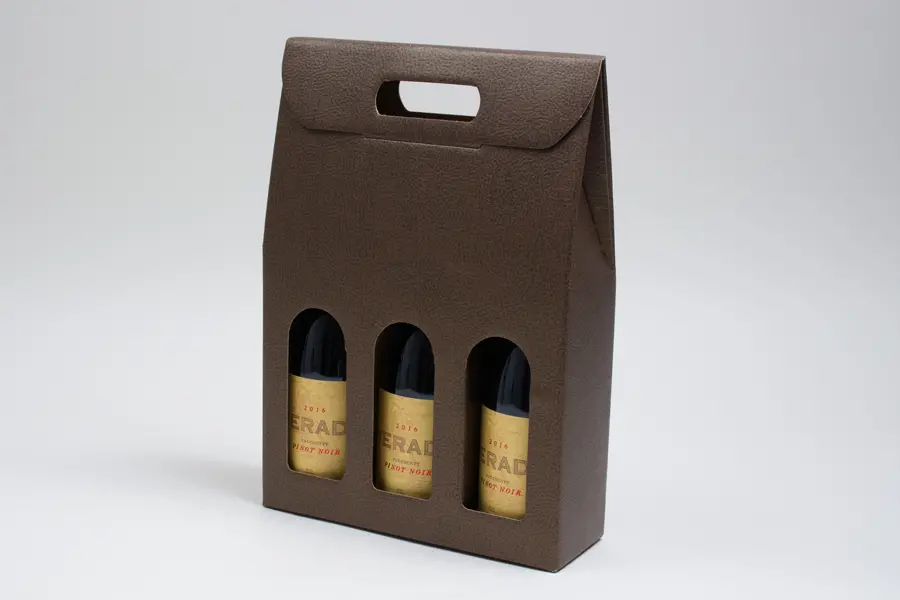 10-5/8 X 3-1/2 X 15 WIND BOTTLE CARRIER CHOCOLATE PEBBLE 3 BOT