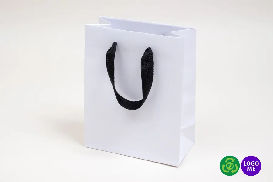 8X4X10 WHITE KRAFT EURO BLACK TWILL HANDLE