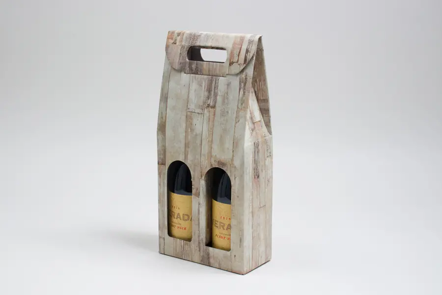 7 X 3-1/2 X 15 WIND BOTTLE CARRIER BARN WOOD 2 BOT