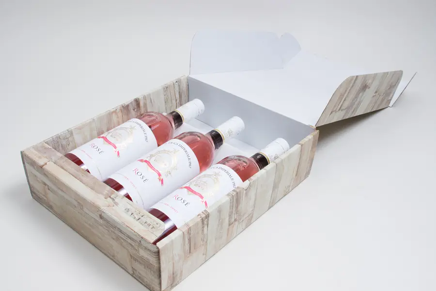 11 X 3-1/2 X 13-3/8 BOTTLE BOX BARN WOOD 3 BOT W/INSERTS