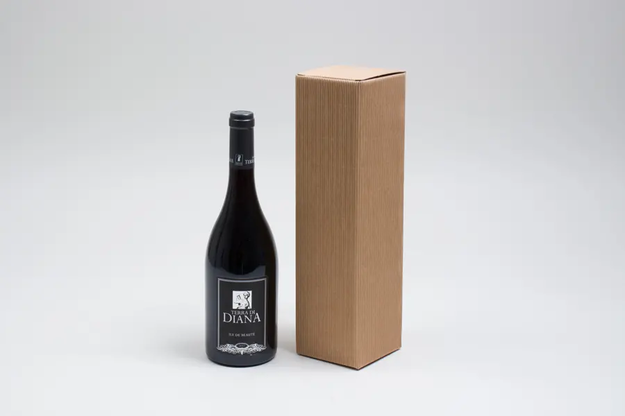 3-1/2 X 3-1/2 X 13-3/8 BOTTLE BOX KRAFT RIBBED 1 BOT TOP OPENING