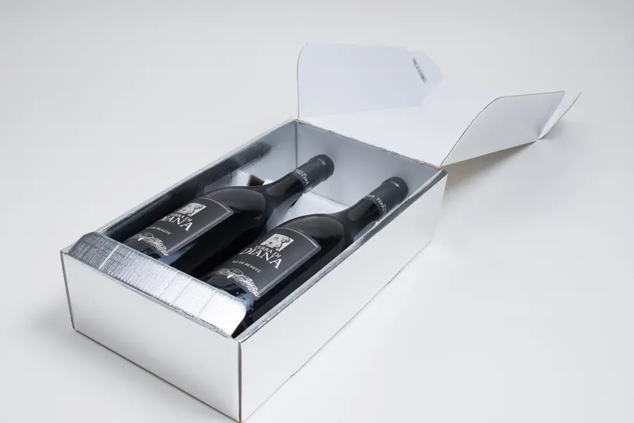 7-1/4 X 3-1/2 X 13-3/8 BOTTLE BOX  SILVER LINEN 2 BOT W/INSERTS