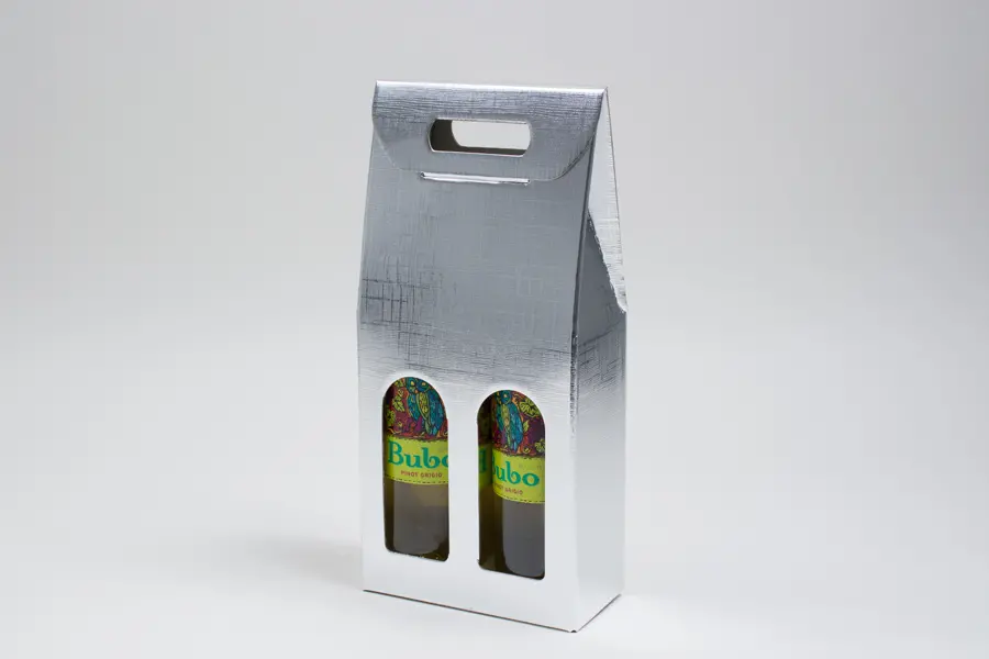7 X 3-1/2 X 15 WIND BOTTLE CARRIER SILVER LINEN 2 BOT