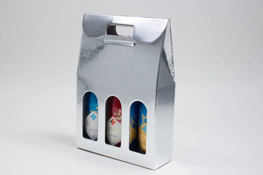 10-5/8 X 3-1/2 X 15 WIND BOTTLE CARRIER SILVER LINEN 3 BOT