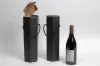 3-3/4X3-3/4X14 BLACK LINEN HEX 1 BOTTLE CARRIER WITH ROPE HANDLE