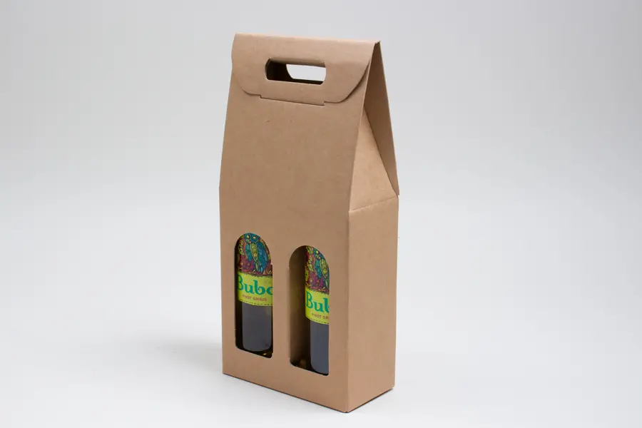 7 X 3-1/2 X 15 WIND BOTTLE BOX SMOOTH KRAFT 2 BOT