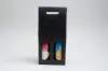 7  X  3-1/2  X  15 WIND BOTTLE CARRIER BLACK LINEN 2 BOT